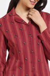 Zivame Buzzers Knit Cotton Pyjama Set - Karanda Red — thumbnail 5